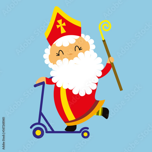Saint Nicolas sur sa trotinette