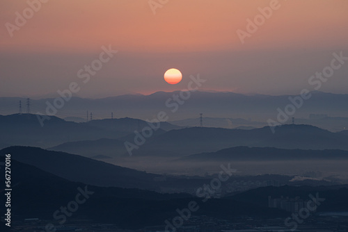 Sunrise, sunset of Heukseongsan Mountain in Cheonan, Chungcheongnam-do, Korea photo