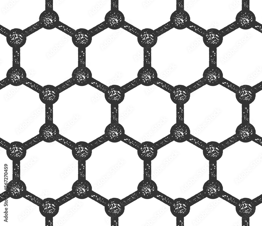 Seamless pattern with graphene structure. Carbon atoms arranged in a 2d hexagonal lattice. Textured background with a honeycomb pattern. Seamless pattern with graphene structure. Carbon atoms arranged in a 2d hexagonal lattice. Textured background with a honeycomb pattern.
