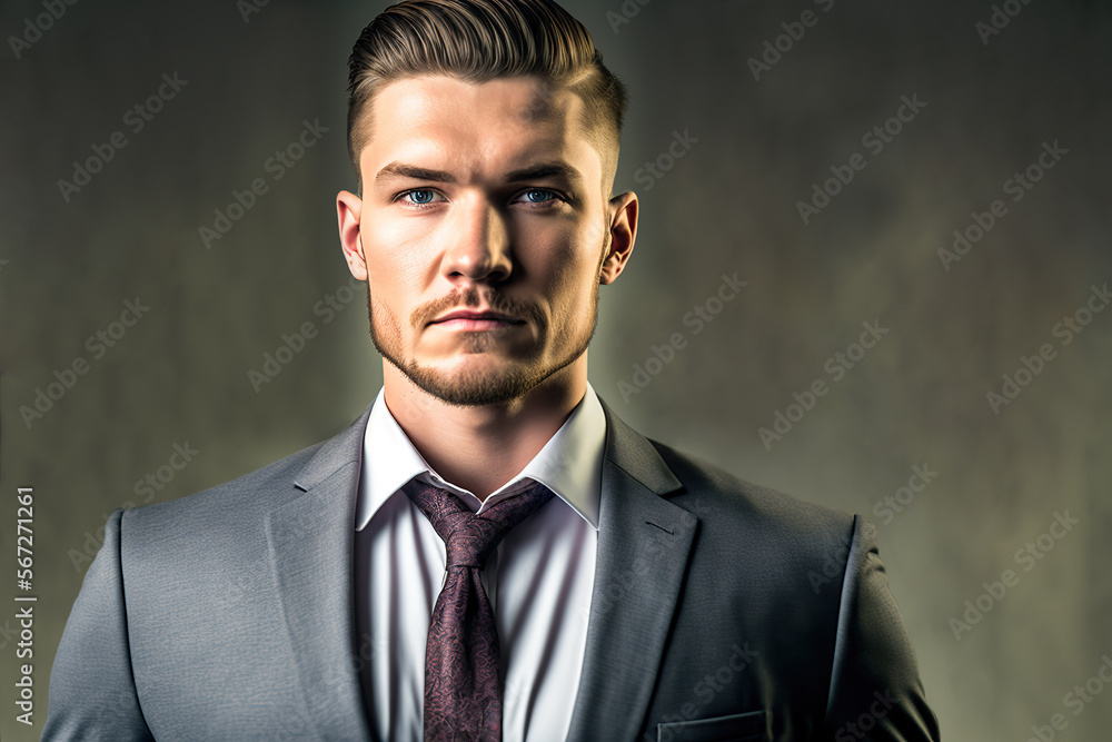 Portrait of confident businessman in office. Generative AI illustration. Portrait of confident businessman in office. Generative AI illustration.