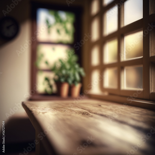 Wallpaper Mural window and kitchen table, view from inside, blurred background, idyll, generative AI Torontodigital.ca