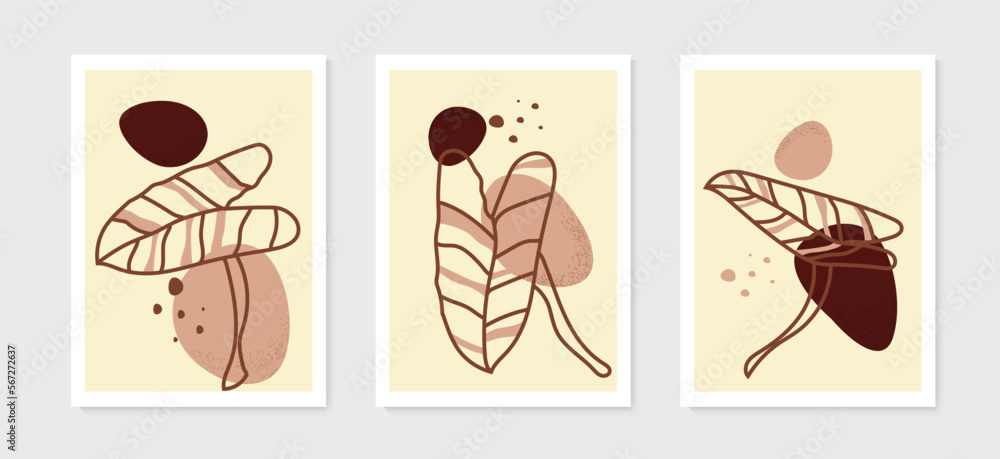 Set of abstract minimalist botanical for wall decoration, posters and covers. vector design.