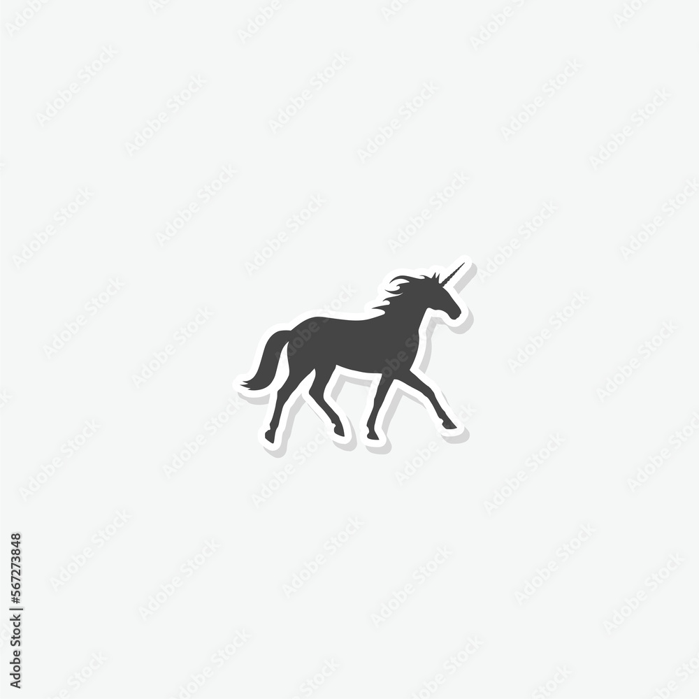 Unicorn logo icon design sticker isolated on gray background
