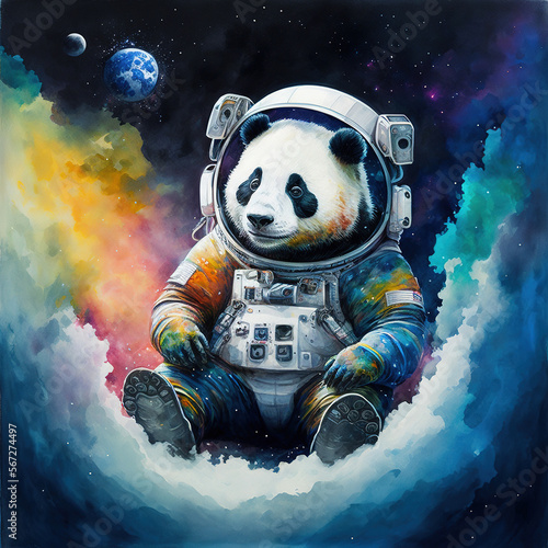 panda cosmonaut, fake poster, generative AI