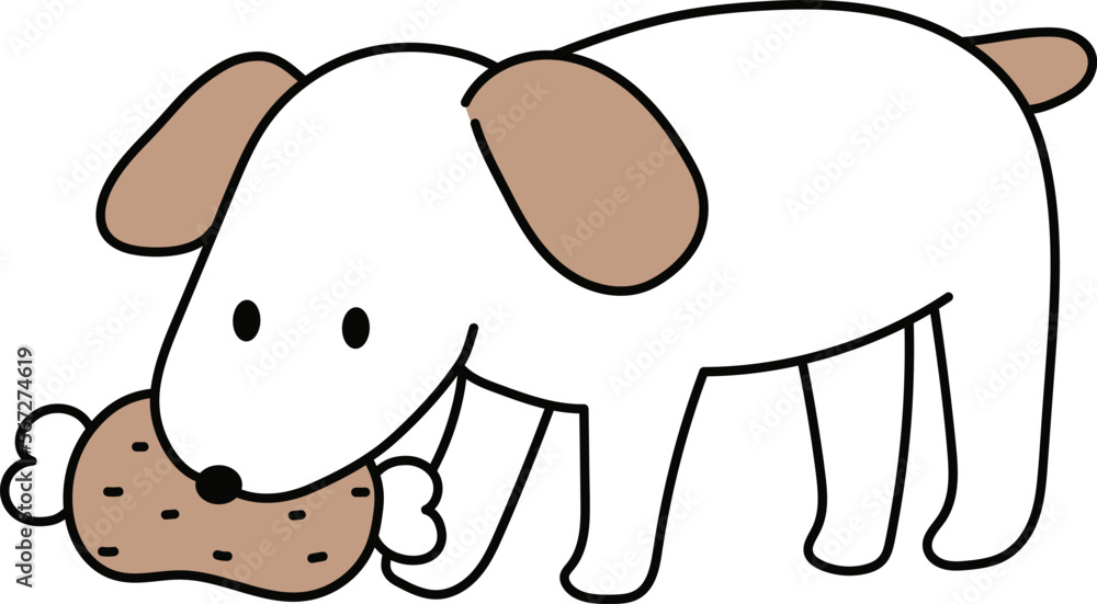 Naklejka premium お肉をくわえる犬