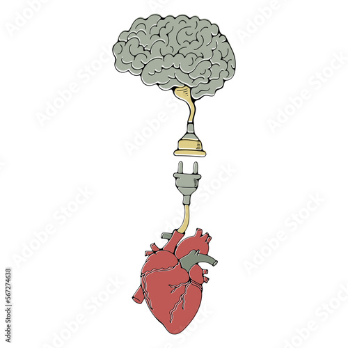 Heart and brain connecting with an adaptor