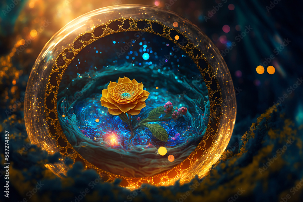  life flower lays inside the core of the planet. Generative AI	