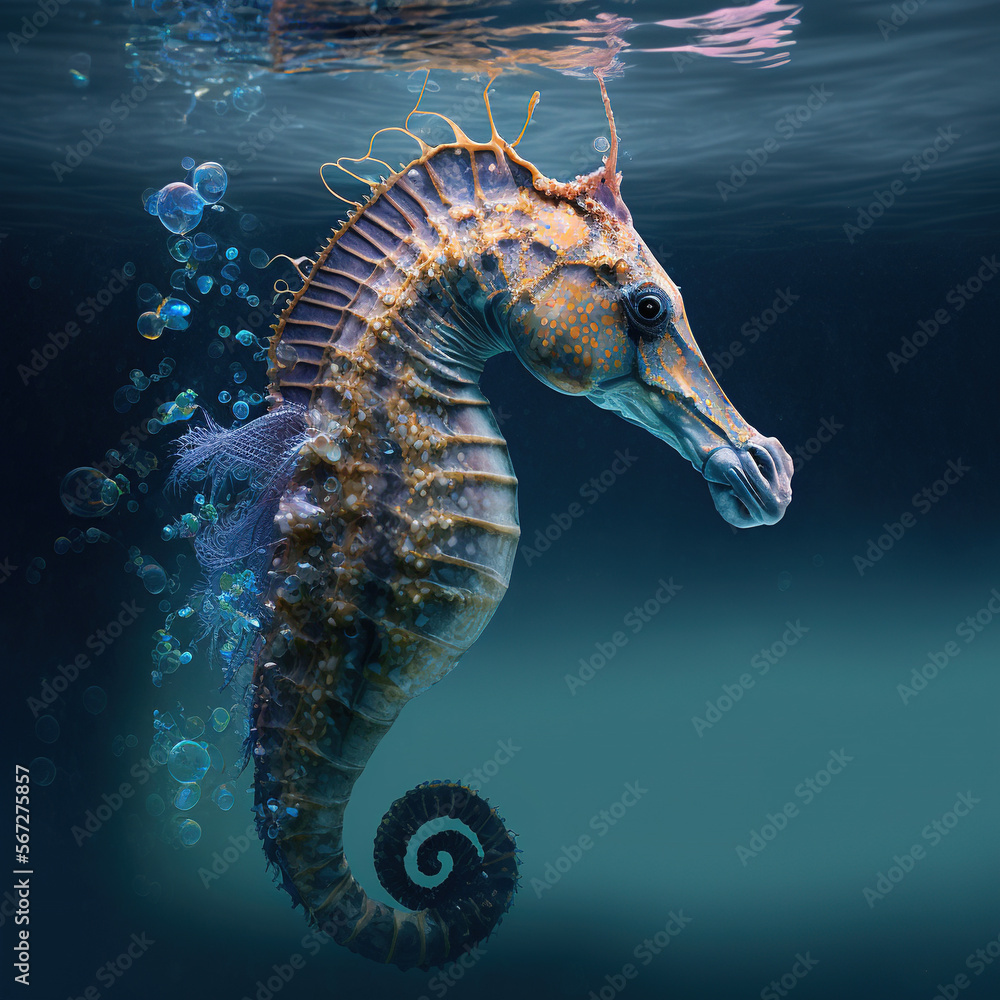 seahorse in its natural habitat. generative AI - obrazy, fototapety, plakaty 