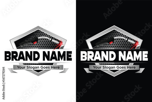 Welding torch with spark illustration logo design