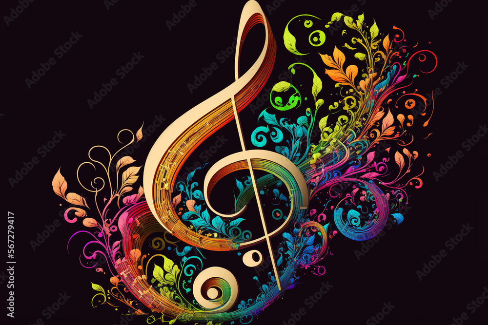 Fototapeta premium Treble clef music symbol. Music vibes concept for concerts and festivals. Generative AI.