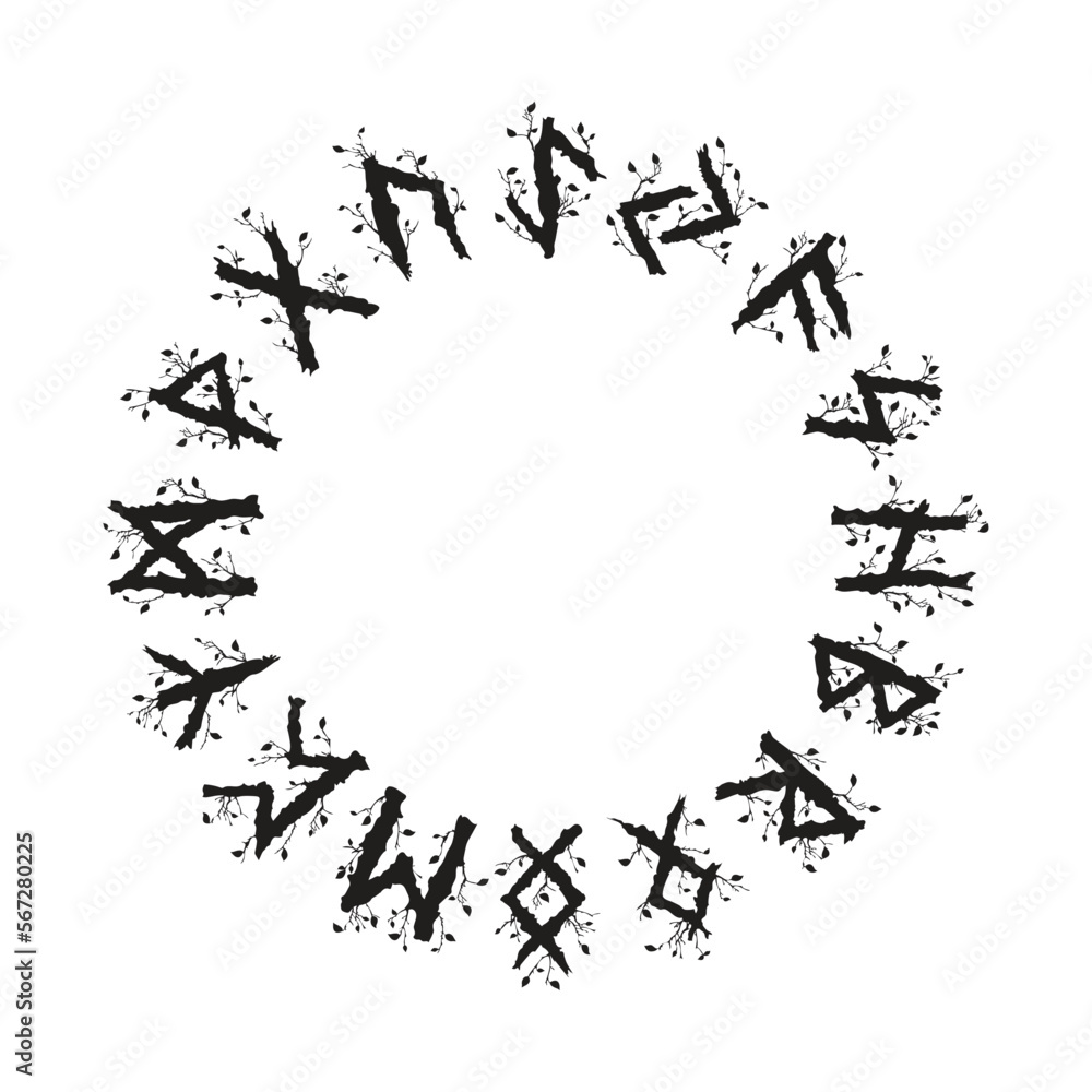 Naklejka premium Norse viking runes black circle
