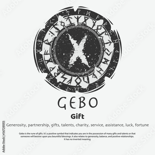 Viking Gebo rune dark circle shield