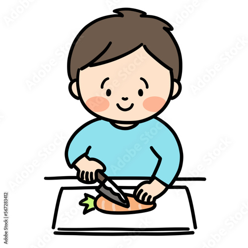 料理をする男の子