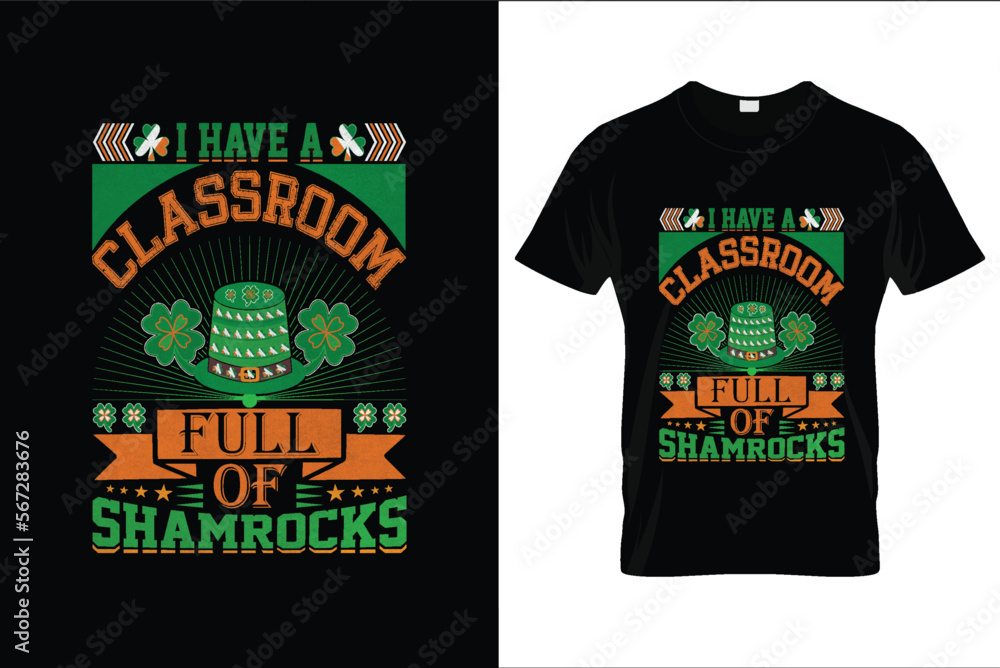 Happy, St. Patrick's Day. Hand lettering, banners, Typography, Retro Style Emblems leaf clover, t shirt design,