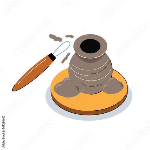 pottery making with tools vector illustration
