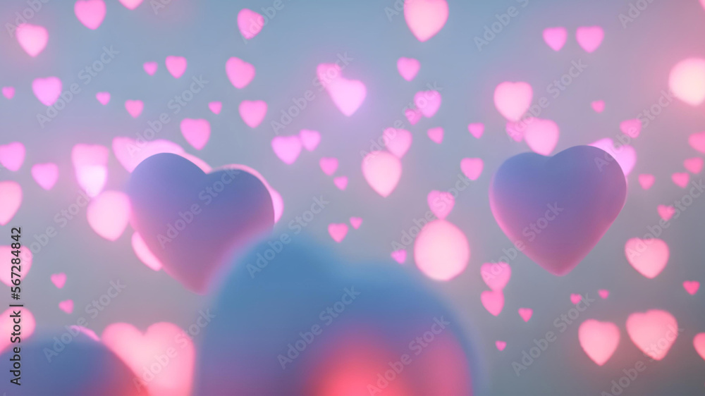 Super dreamy, soft neon hearts Background. Pink heart background. Retro 90s Valentine Background. Valentine's Wallpaper