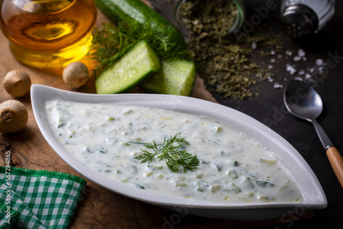 Traditional delicious appetizer; tzatziki (Turkish name; cacik)