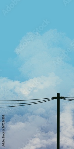 Electric pole clounds chill view wallpaper Phone 