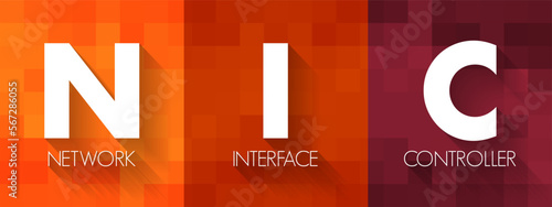NIC - Network Interface Controller is a computer hardware component that connects a computer to a computer network, acronym text concept background