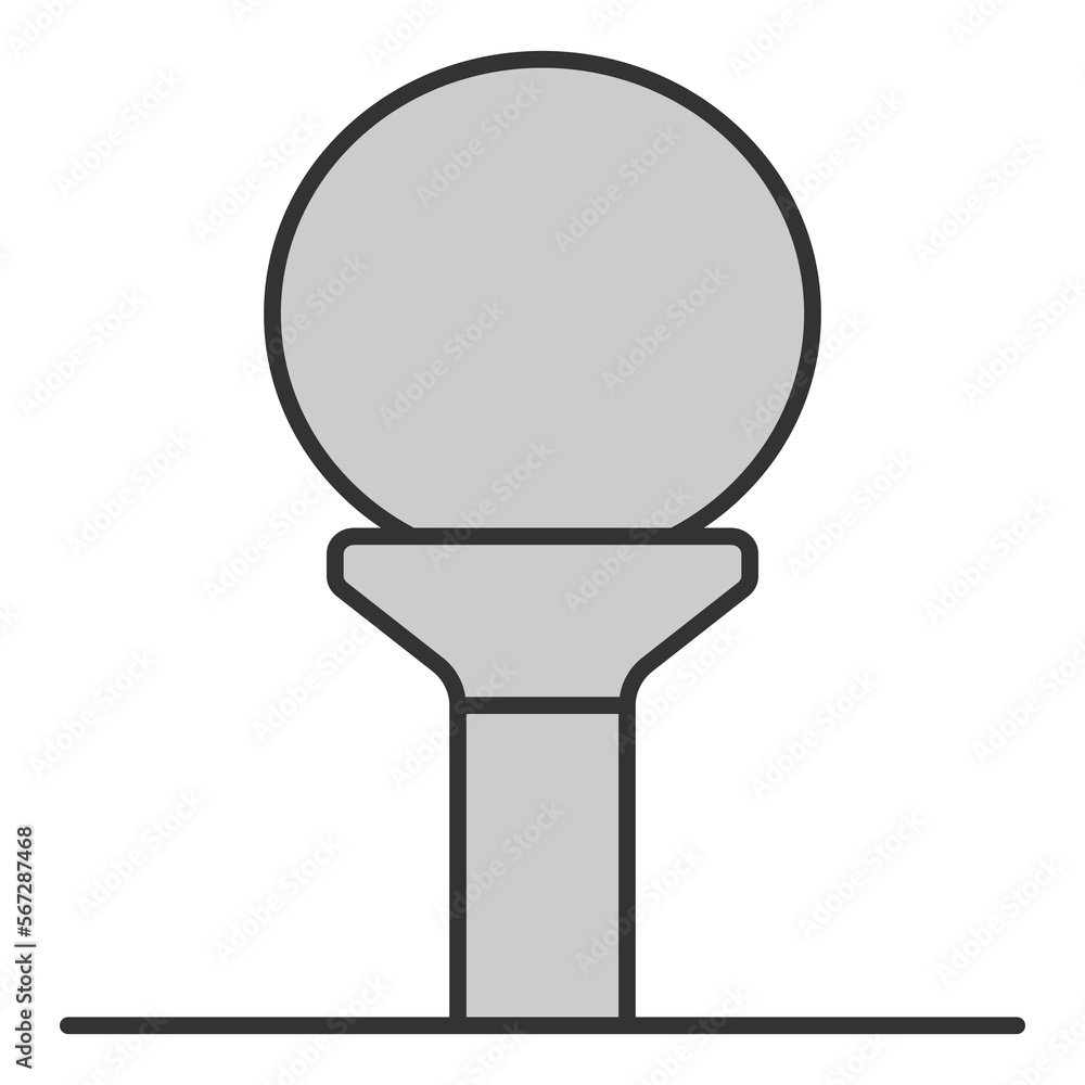Golf ball on stand before hitting - icon, illustration on white background, grey style Golf ball on stand before hitting - icon, illustration on white background, grey style
