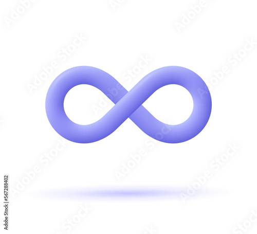 Endless infinity sign. 3d vector icon. Cartoon minimal style.