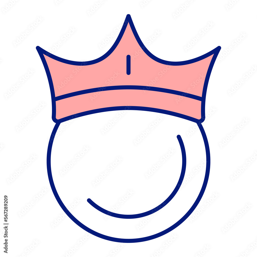 Crown on golf ball - icon, illustration on white background, color style