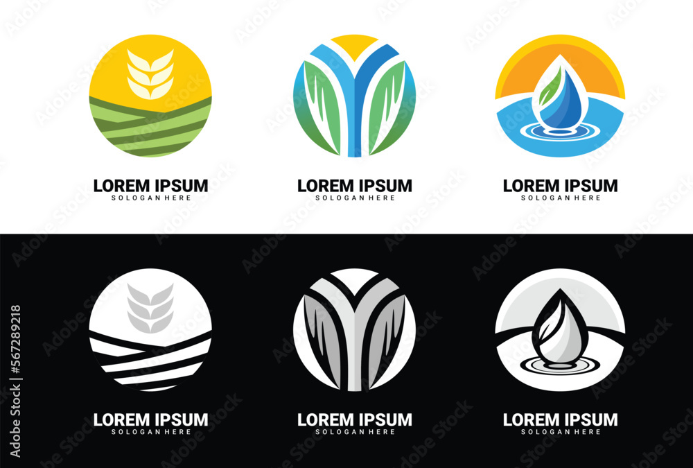 a collection of mascots for agricultural businesses with elegant shapes