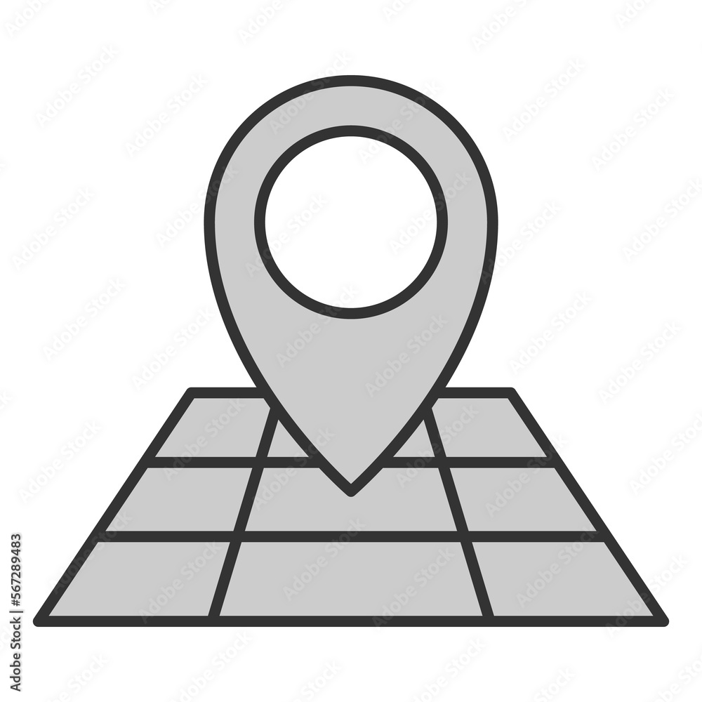 Golf course location on map - icon, illustration on white background, grey style