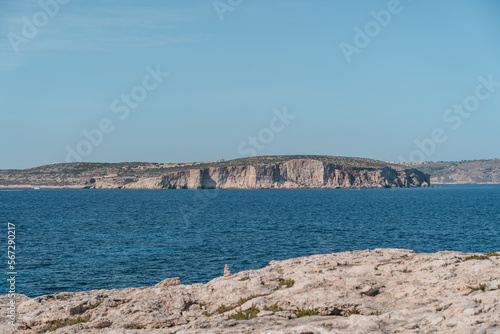 Views from the island of Malta with the sea and the rocks. 