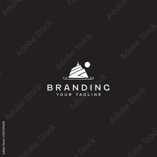 Mountain and sun Vector Logo Design Template