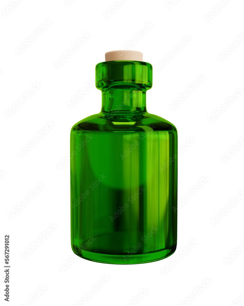 3d rendering Bottle glass green color 3d rendering Bottle glass green color
