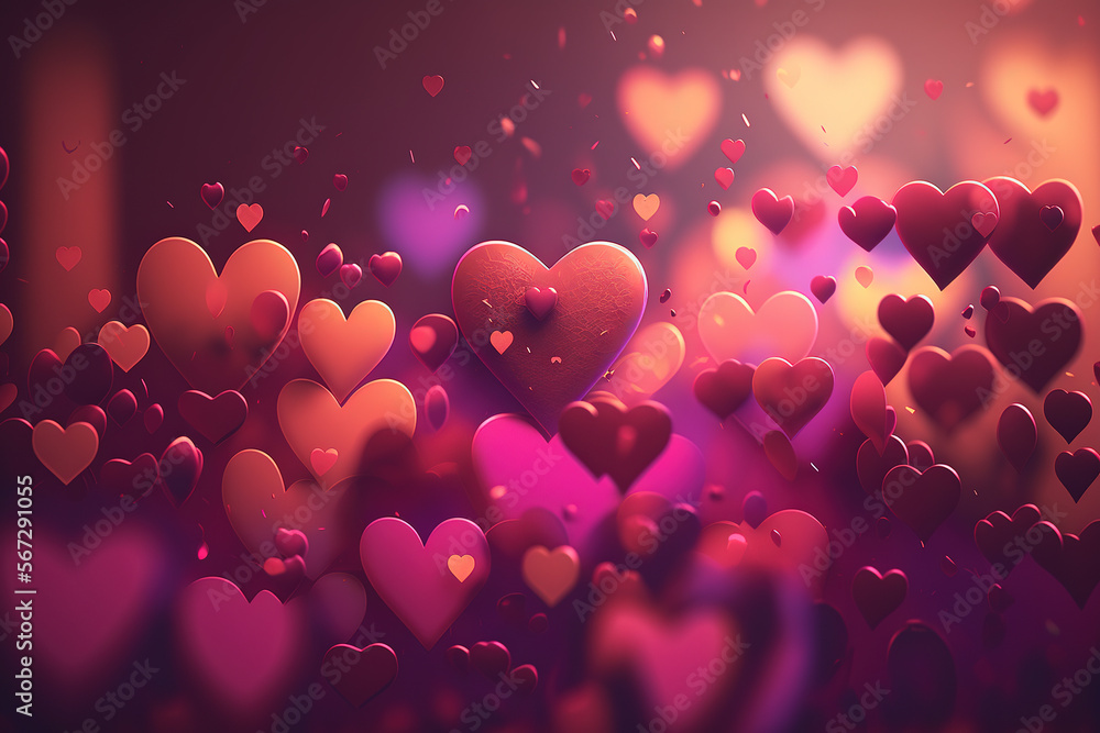 Blurred Valentine's Day wallpaper. Generative AI