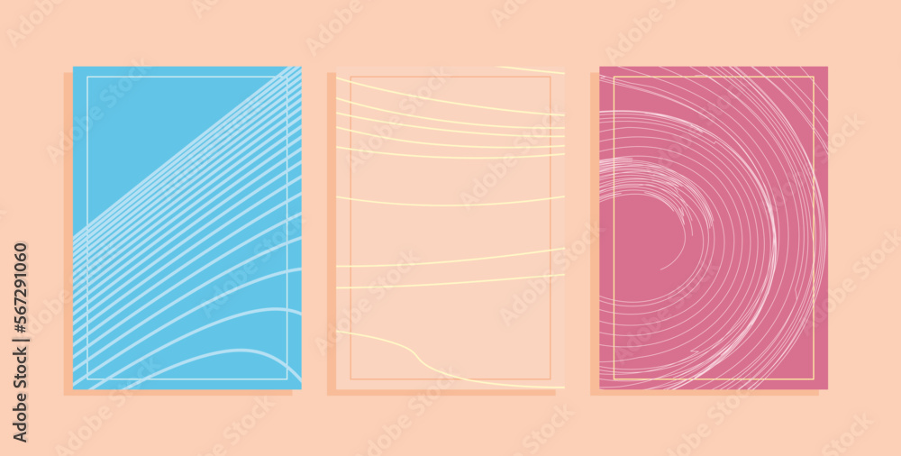 Colorful Stripes Banners Set. Variety designs  waves in a minimalist and modern style. Perfect for backgrounds, banners, books, brochures, business cards, and more.  