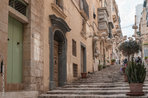 Stunning stairs in a narrow street on a hill in valletta © Tibi.lost.in.nature