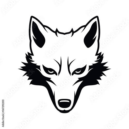 Wolf Face for Logo on White Background. Vector