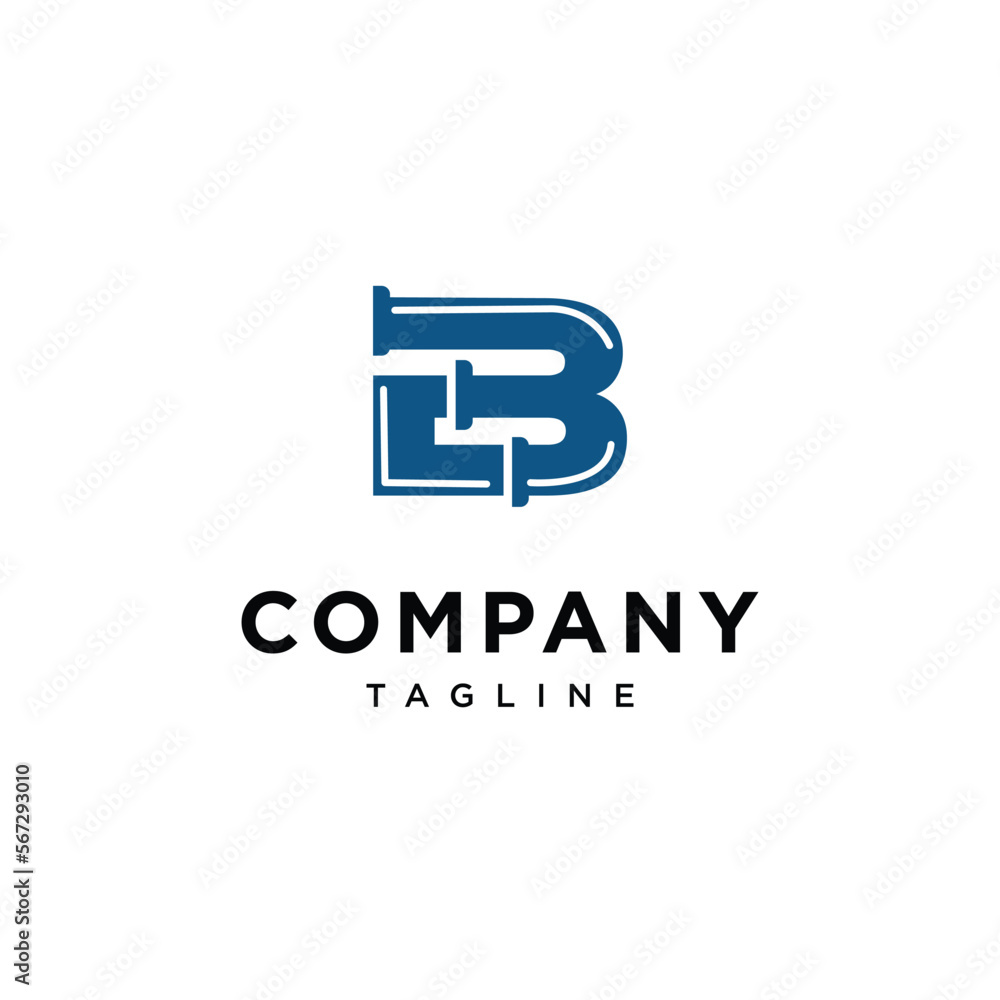 Letter B pipe plumbing vector logo template Letter B pipe plumbing vector logo template