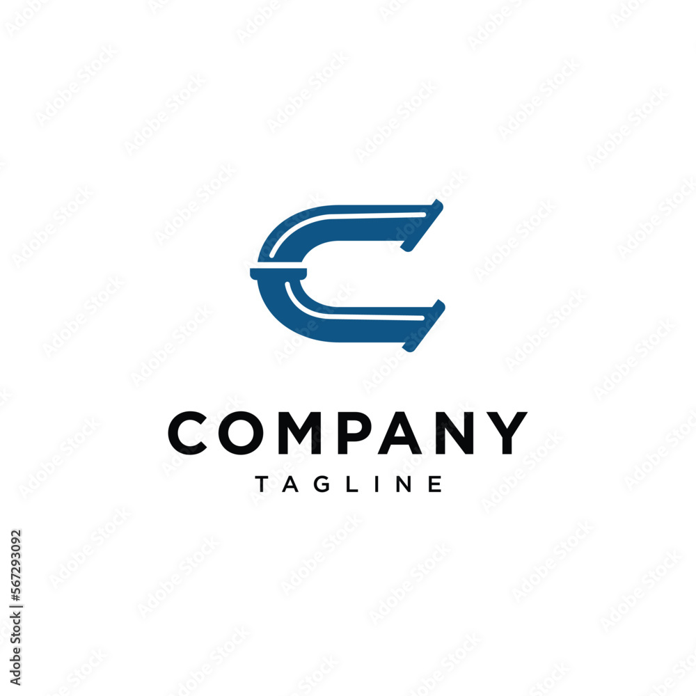 Letter C pipe plumbing vector logo template