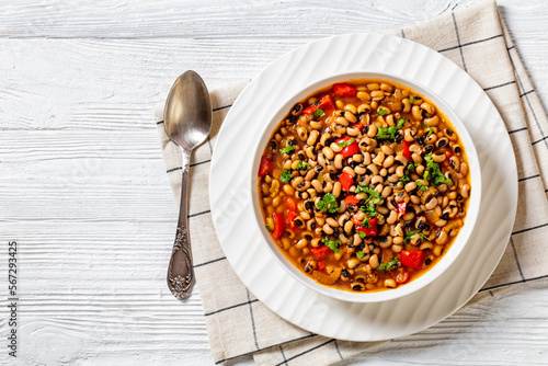 Vegan Hoppin John, savory black-eyed pea stew photo