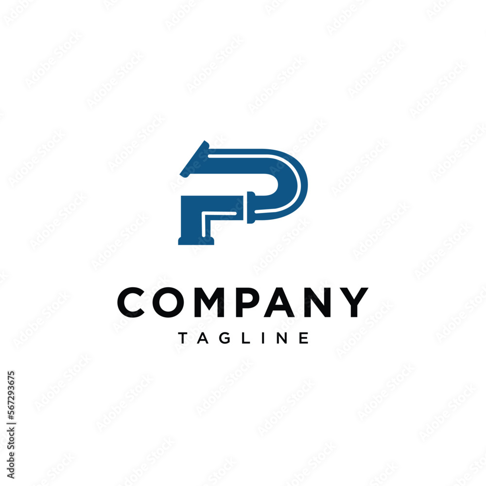 Letter P pipe plumbing vector logo template Letter P pipe plumbing vector logo template