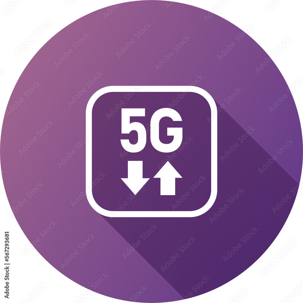 Fifth generation wireless internet icon in flat design style. 5G signs illustration.