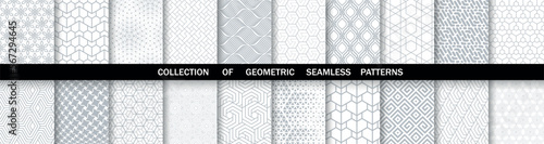 Geometric set of seamless gray and white patterns. Simpless vector graphics.