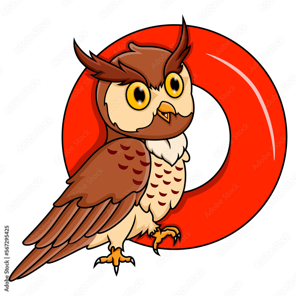 Naklejka premium Illustration of O letter for Owl