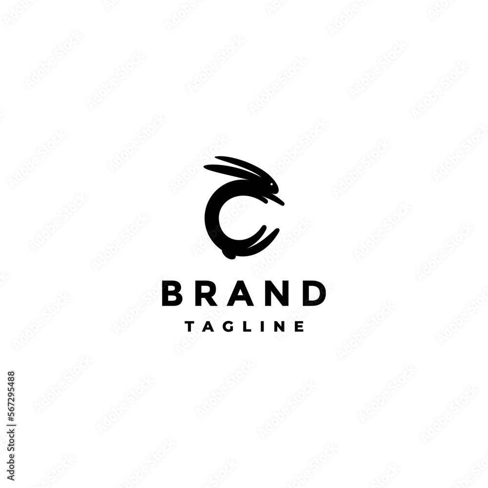 Rabbit Shaped Letter C Symbol. Jumping Rabbit Shaped Initial Letter C Logo Design. Rabbit Shaped Letter C Symbol. Jumping Rabbit Shaped Initial Letter C Logo Design.