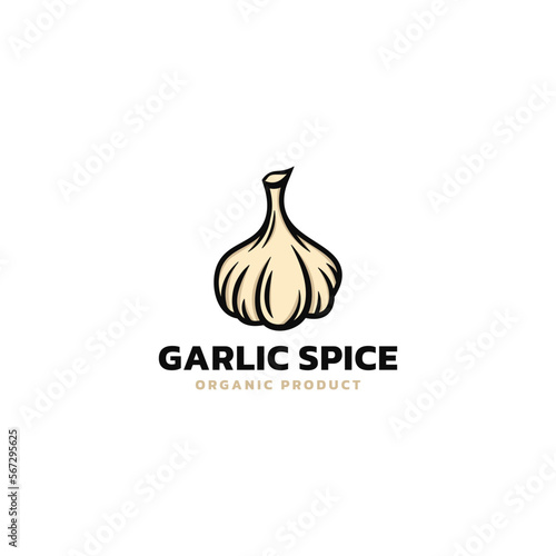 Hand drawn garlic spice logo icon vector illustration design template