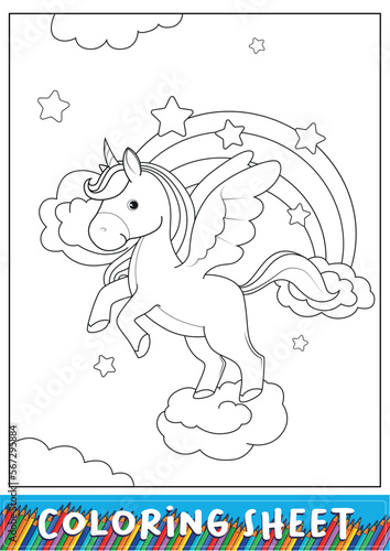 cute unicorn coloring sheet for kids