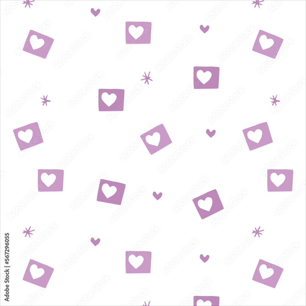Vector seamless pattern with hearts in cartoon style on white background. For textiles, wallpapers, wrapping paper, backgrounds Vector seamless pattern with hearts in cartoon style on white background. For textiles, wallpapers, wrapping paper, backgrounds