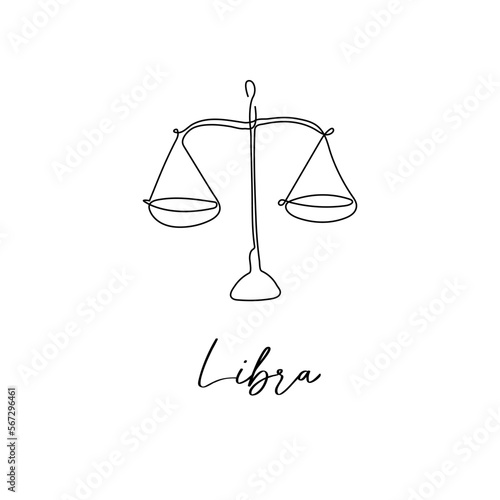 Astrology zodiac sign Libra horoscope symbol in line art style isolated on white background