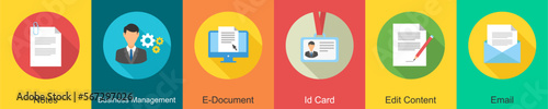 A set of 6 Business icons as notes, business management, e document