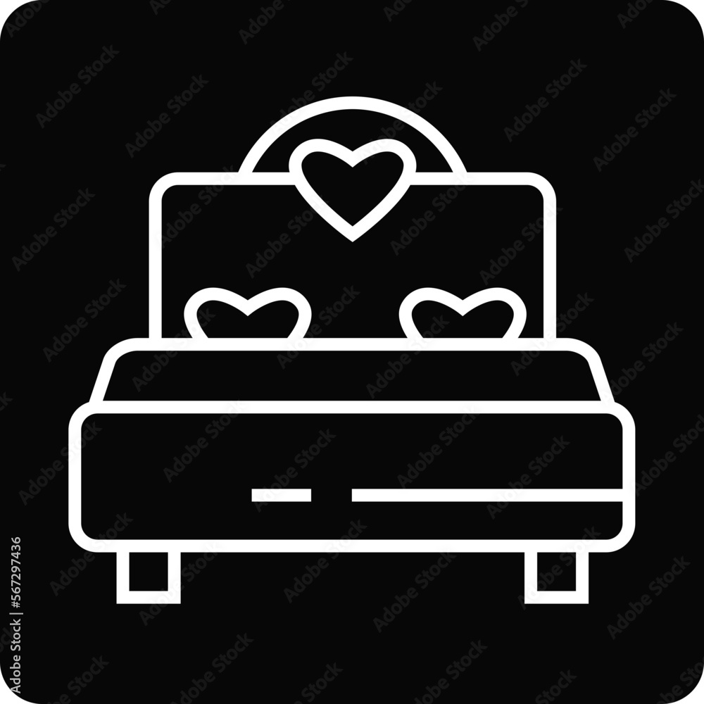 Solid valentines day bed design vector icon Solid valentines day bed design vector icon