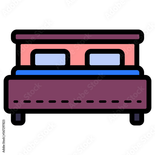 double bed with pillows illustration